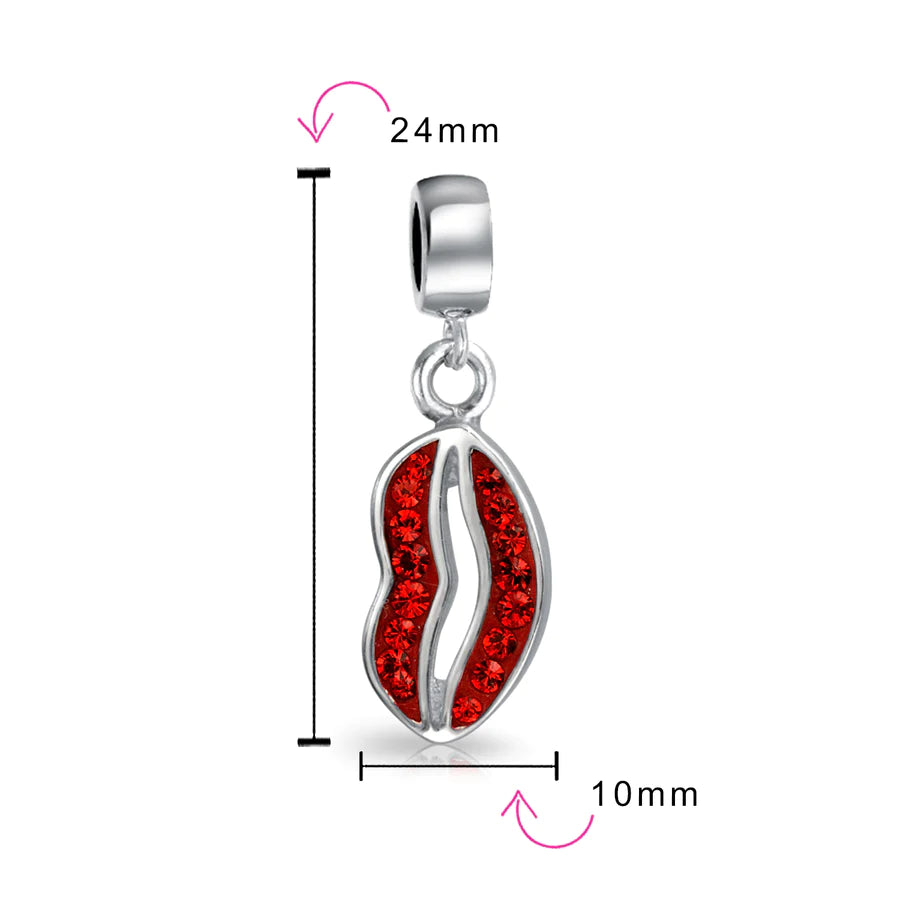 Red Crystal Lips Dangle Bead Charm