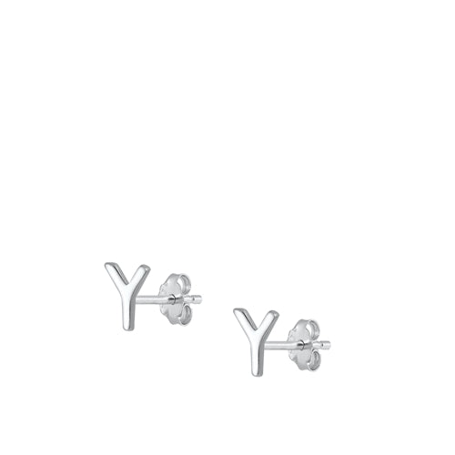 A-Z Geometric Initial Stud Earrings Sterling Silver