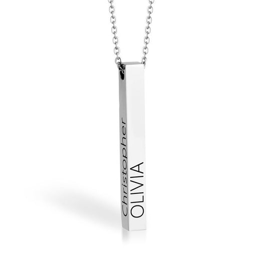 Engraved 3D Bar Necklace