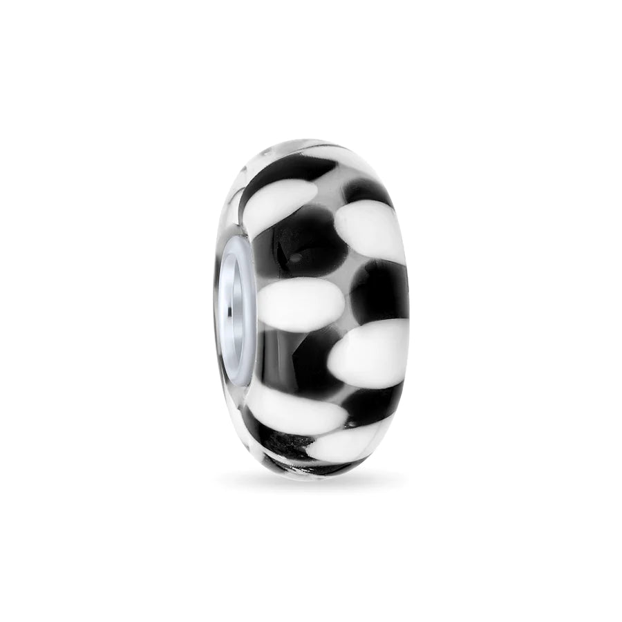 Black Checkerboard Murano Glass Bead Charm