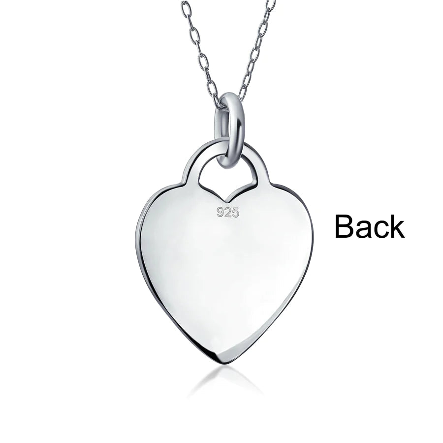 Sterling Silver Block Alphabet Initial Heart Pendant Necklace