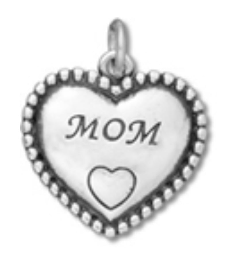 “Mom” in Beaded Heart Charm