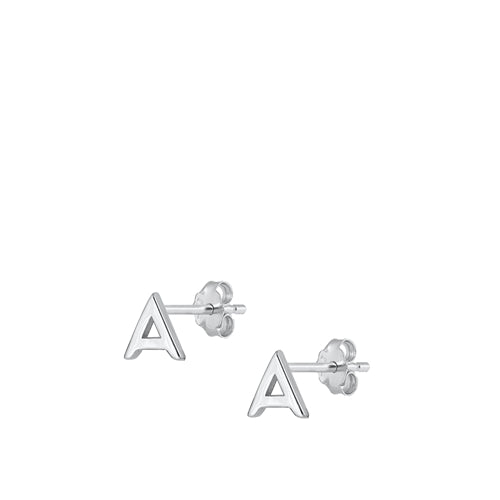 A-Z Geometric Initial Stud Earrings Sterling Silver