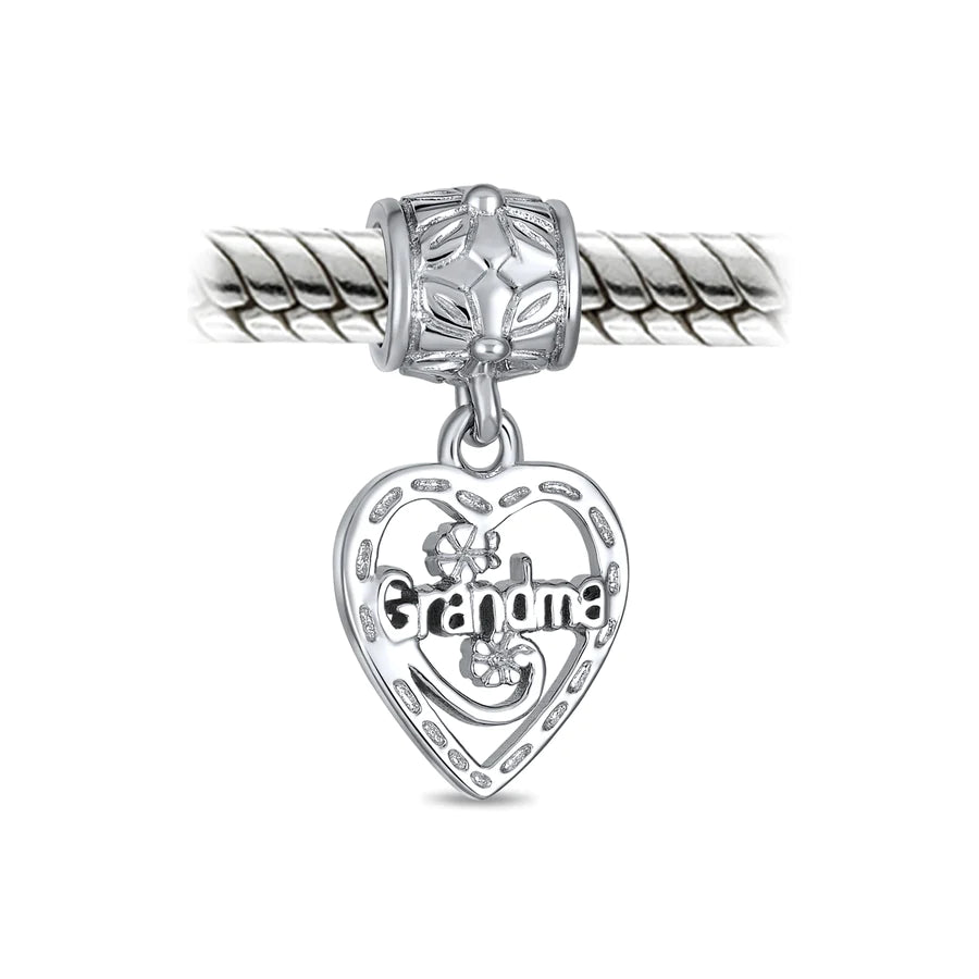 Grandma Heart Dangle Bead Charm