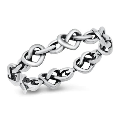 Sterling Silver Oxidized Heart Knots Ring