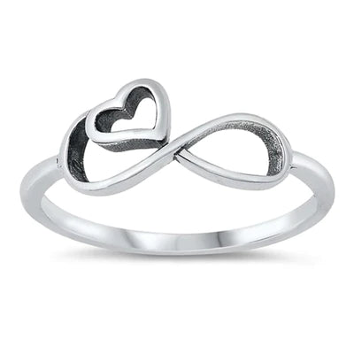 Sterling Silver Oxidized Infinity Heart Ring