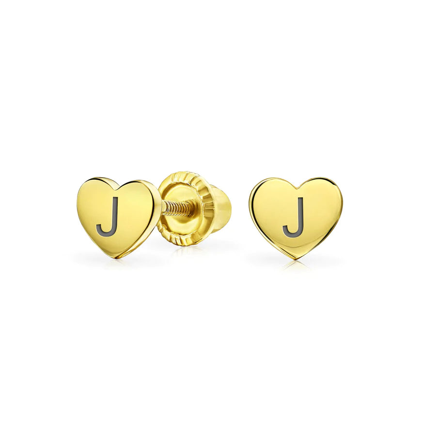 Tiny 14K Yellow Gold Heart Stud Earring