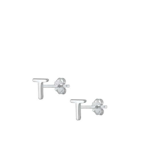 A-Z Geometric Initial Stud Earrings Sterling Silver