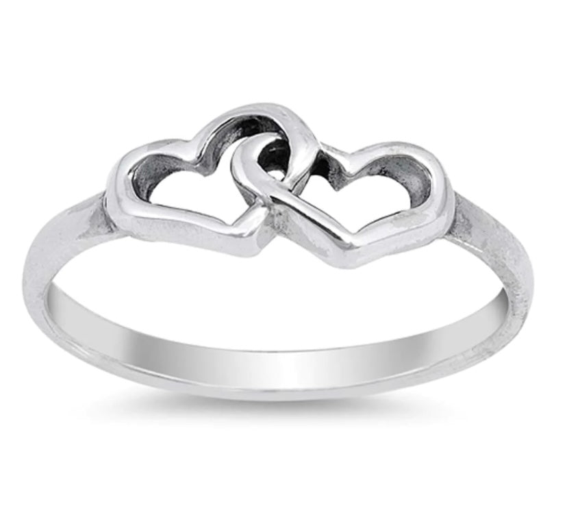 Anillo Liso Dos Corazón 