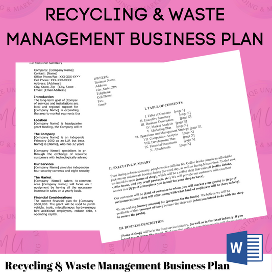 Recycling And Waste Management Business Plan