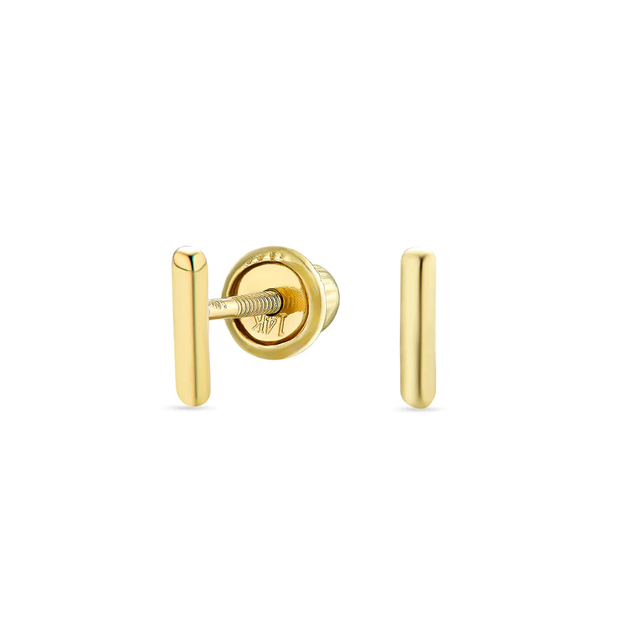 14K Gold A-Z Geometric Alphabet Letter Initial Stud Earrings