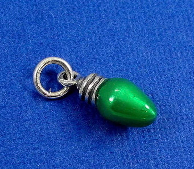 Green Christmas Light Bulb Charm