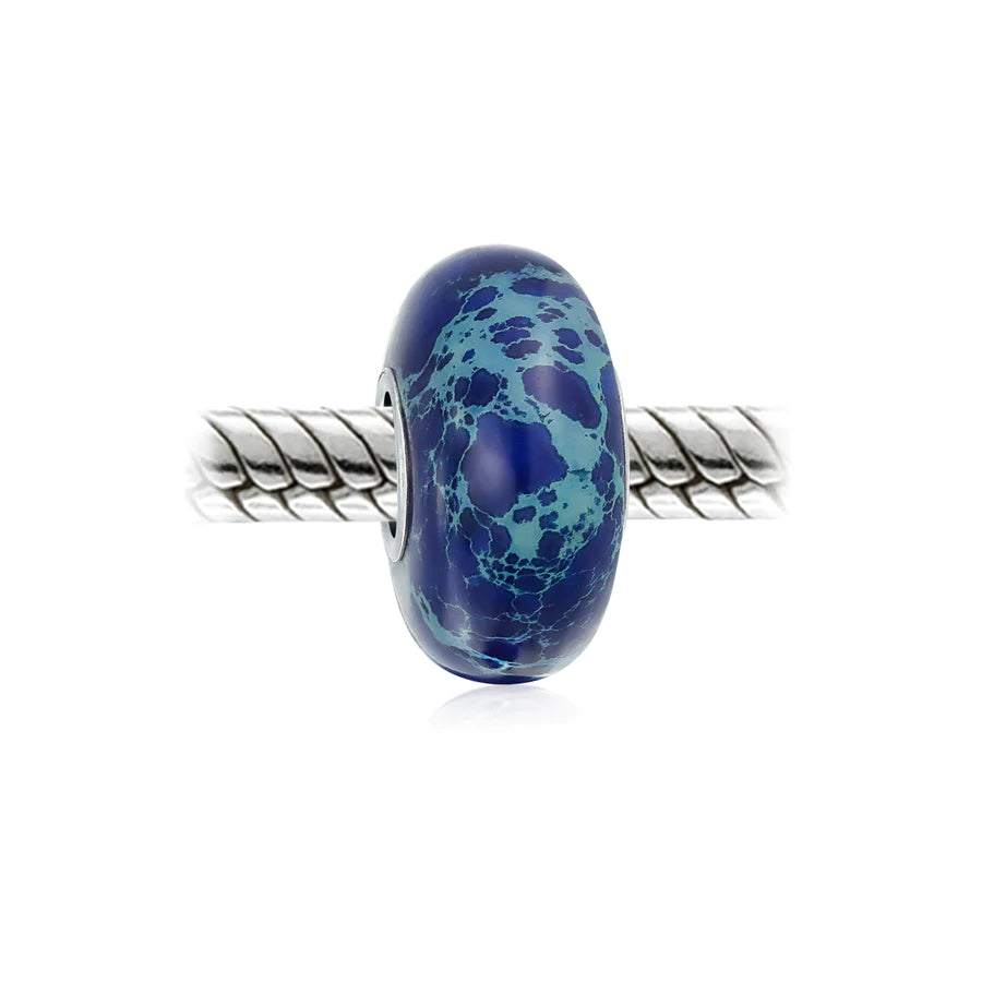 Natural Blue Jasper Gemstone Round Spacer Bead Charm