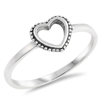 Sterling Silver Oxidized Heart Shaped Plain Ring