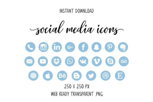 Sky Blue Social Media Icons