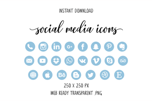 Sky Blue Social Media Icons