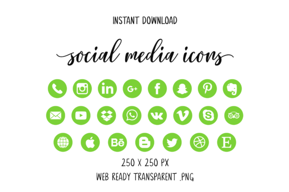 Vibrant Green Social Media Icons