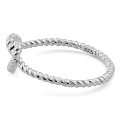 Sterling Silver Rope Heart Knot Shape Ring