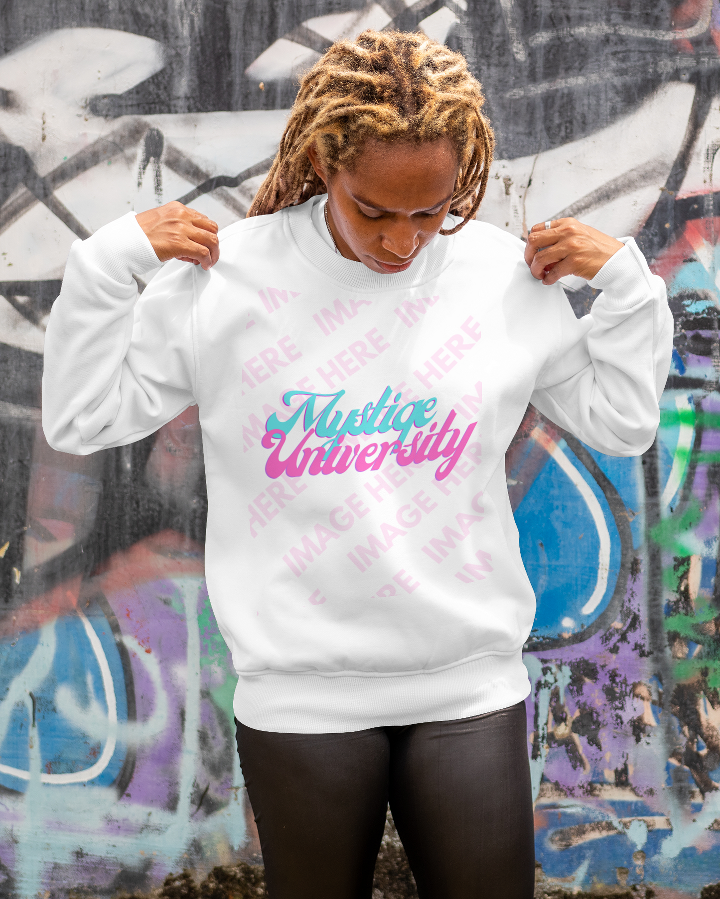 Sweatshirt Mockup With a Woman Looking Down