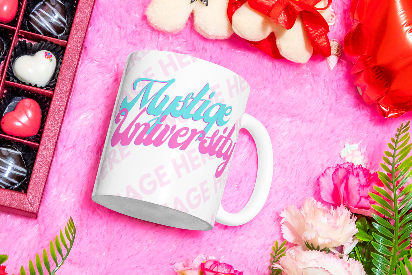 A Mockup of Mug on the Top of a Pink Carpet