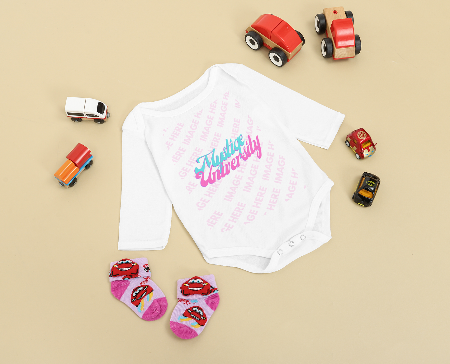 Long Sleeve Baby Onesie Mockup