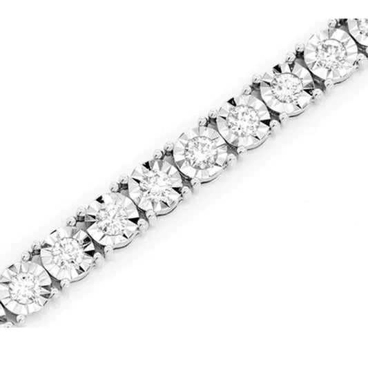 22" 10K White Gold Diamond Miracle Illusion Tennis Necklace