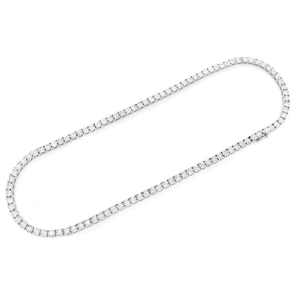 22" 10K White Gold Diamond Miracle Illusion Tennis Necklace