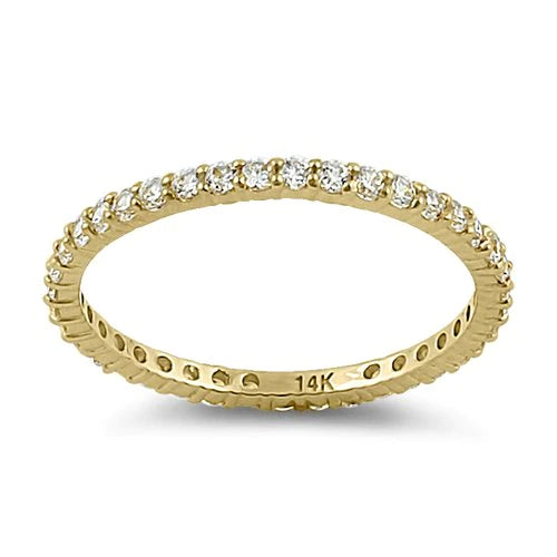 Solid 14K Yellow Gold Eternity CZ Ring