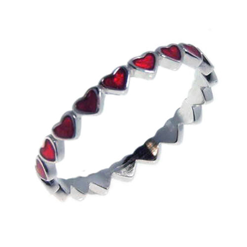 Red Enamel Eternity Heart Ring