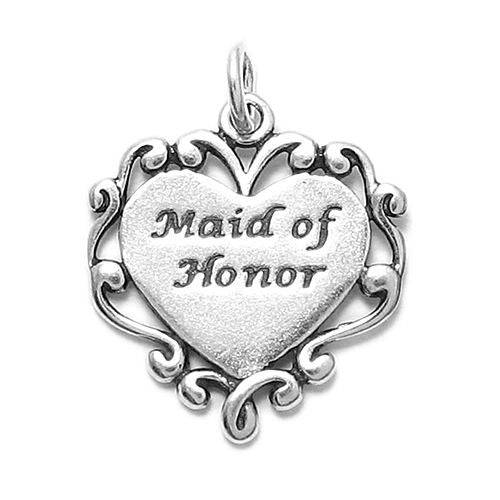 "Maid of Honor" in Fancy Heart Charm