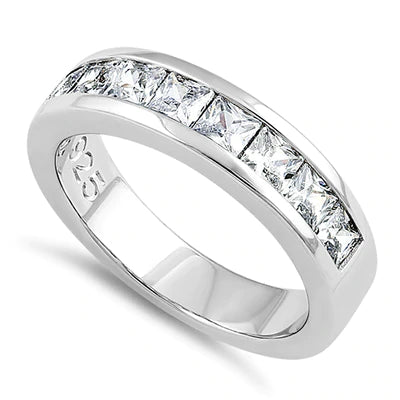 Sterling Silver 8 Square Clear CZ Ring