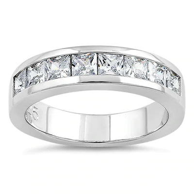 Sterling Silver 8 Square Clear CZ Ring