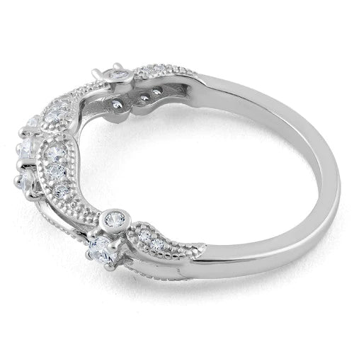 Sterling Silver Filigree Clear CZ Ring