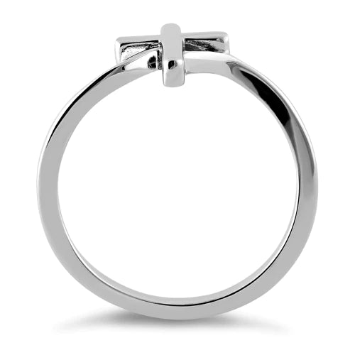 Sterling Silver Fluid Cross Ring