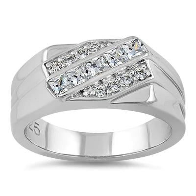 Sterling Silver Men's Engagement CZ Rings